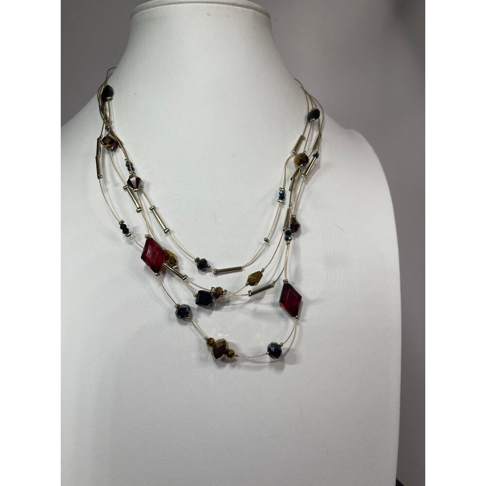 Chico's beaded necklace on wire faceted beads costume signed jewelry beaded - Picture 11 of 13